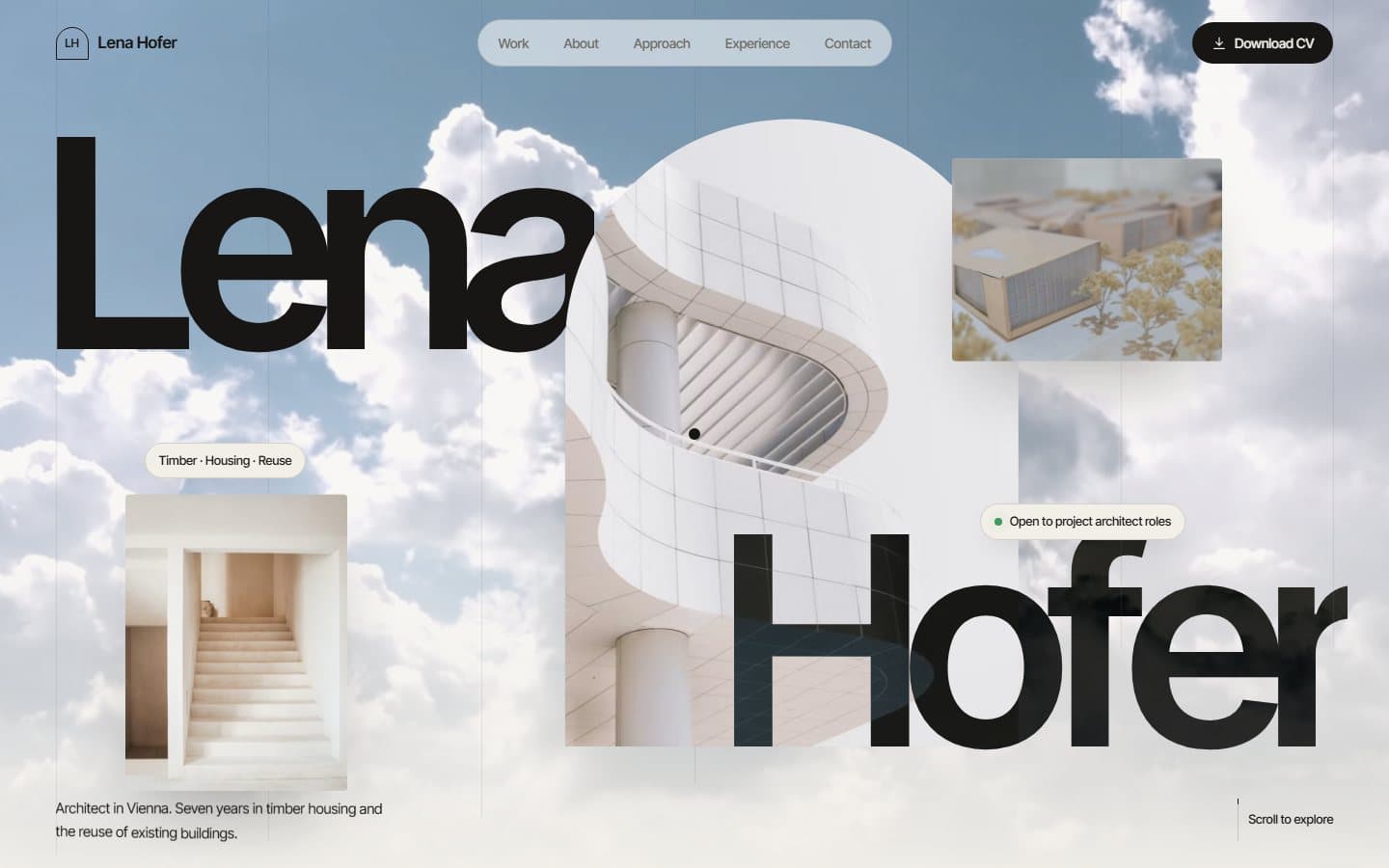 Startseite der CV-Website einer Architektin